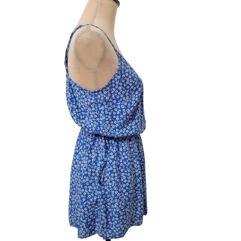 H&M DIvided Size M Blue White Floral Halter Top Shorts Romper, Exc. Used Cond. - Picture 4 of 13